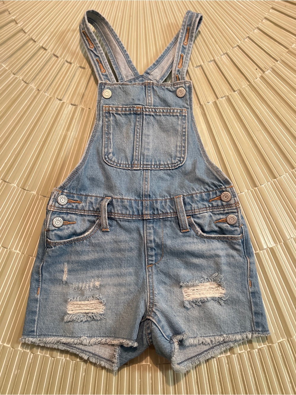 Old Navy Light Blue Distressed Denim Short Overalls